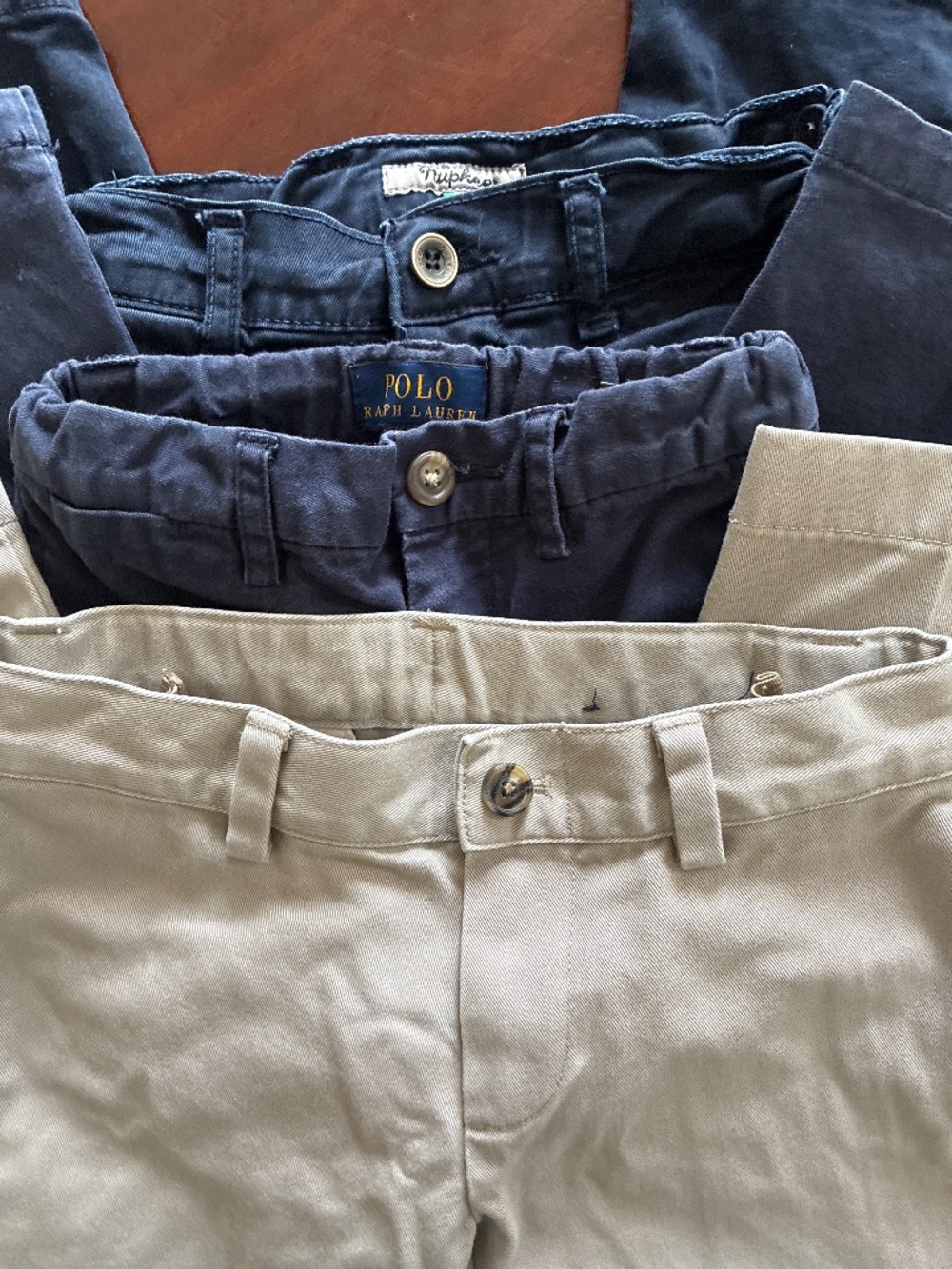 Boys pants lot, khaki and navy size 4- Ralph Lauren, nupkeet & Brooks Brothers